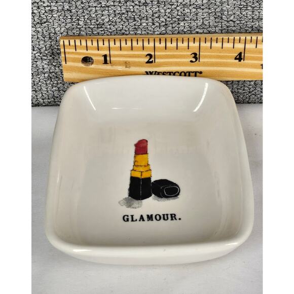 RAE DUNN GLAMOUR RED LIPSTICK TRAY CERAMIC SOAP DISH TRINKET PLATE - Picture 5 of 6